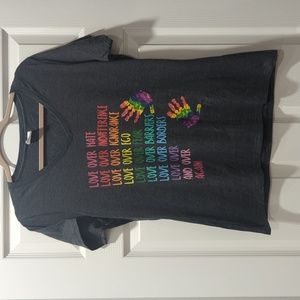 Gray T-shirt with Positive Love Message
